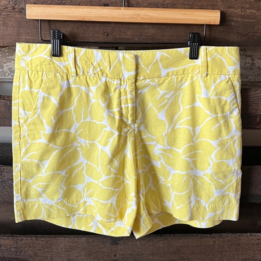🟠ANN TAYLOR LOFT The Riviera Short in Chartreuse/White Print Sz 4